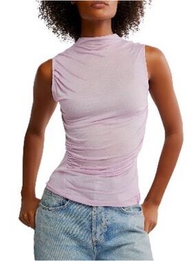 Free People On Air Semi-sheer Sleeveless Tank Top - Light Purple size L